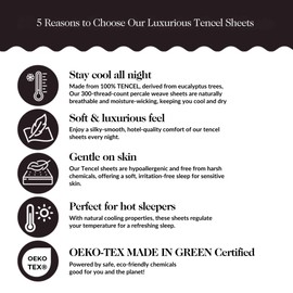 Sweave Eucalyptus Sheets – 100% Tencel Cooling Sheets, 300 TC Ultra-Soft, Breathable Percale Weave, 5-Piece Bedding Set for a Refreshing, Comfortable Sleep (White, Split King)