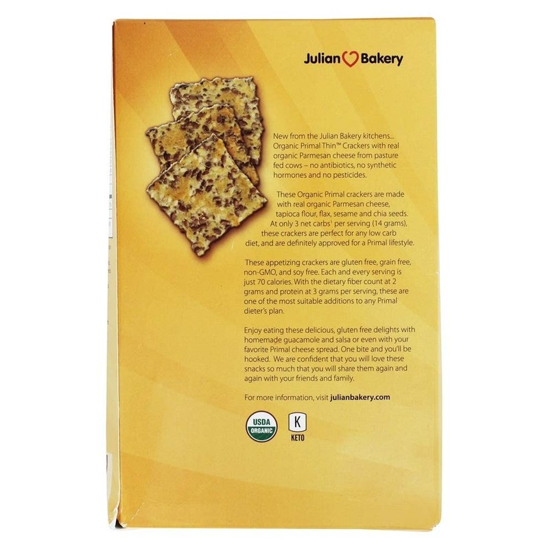Primal Thin Crackers (Parmesan)(Organic)(Low Carb, Gluten-Free, Grain-Free) (8.4oz) (Package May
