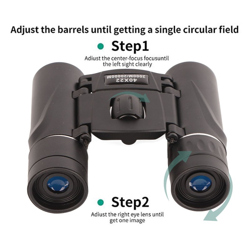 40X22 Binoculars HD IPX5 Waterproof Fogproof Foldable Portable Compact Binoculars