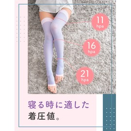 Medikyutto Compression Socks, Sleeping Long, Lavender, EC Limited Simple Packaging, L x 2