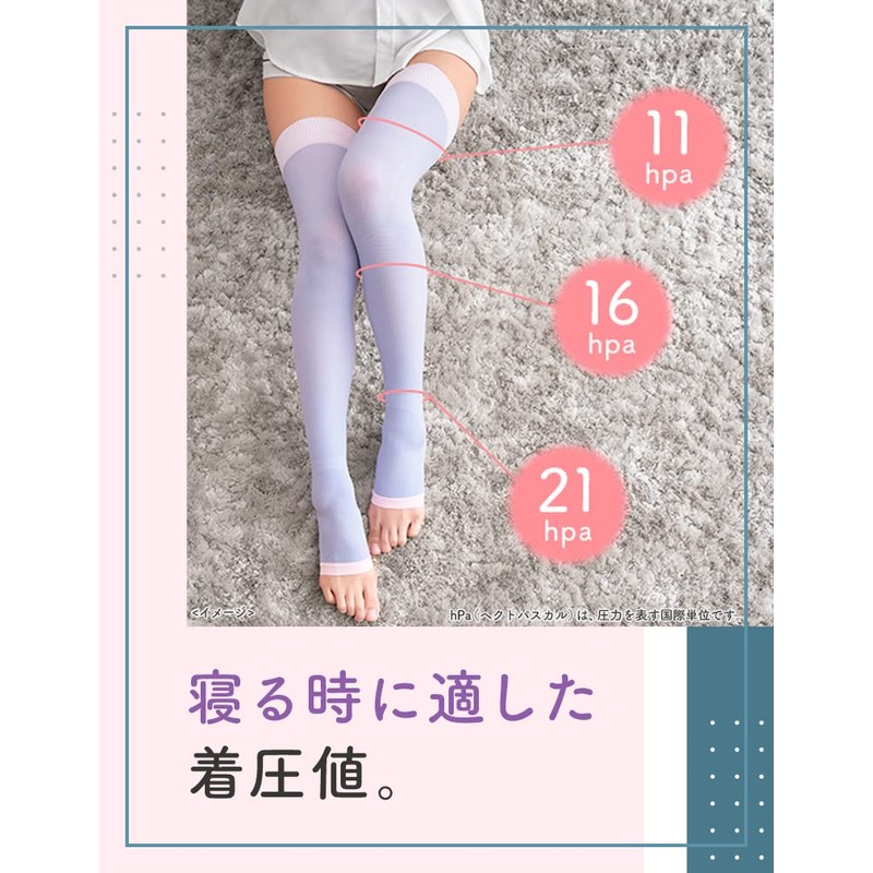 Medikyutto Compression Socks, Sleeping Long, Lavender, EC Limited Simple Packaging,