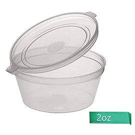 25 x 2oz Sauce Pots with Hinged Lids Round Food Containers Deli Pots SauceTubs