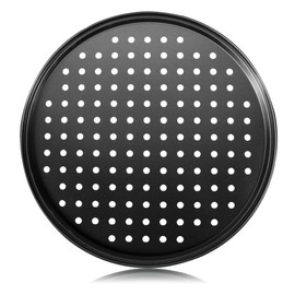mobzio Pizza Steel Pan for Oven, Pizza Crisper Pan with Holes 12 Inch, Nonstick Round Pizza Baking Sheet Oven Tray, Perforated Carbon Steel Pizza Bakeware For Home Restaurant Kitchen Baking