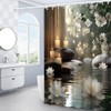 EUBTPA Lotus Zen Bamboo Shower Curtain Stone Spa Floral Flowers