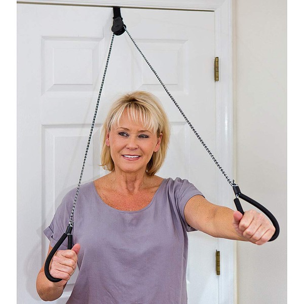 Over The Door Upper Body Resistance Pulley System Exerciser