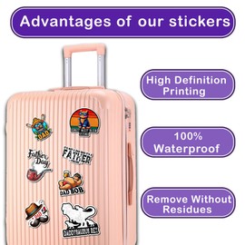 WESILY Pack 50 PCS Dad Father's Day Stickers Waterproof Vinyl Decals Small Bulk Set Decorations Water Bottles Laptops Cars Skateboards Helmet Scrapbooks Guitar for Adults Men Women