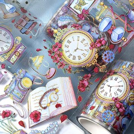 ZSALTT Vintage Design Butterfly and Starry Universe PET washi Tape with Laser Effect/Shell Light for DIY Decoration (90486)