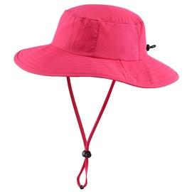 Magracy Kids Boys UPF50+ Sun hat Neck Flap Summer Outdoor Wide Brim Sun Protection Hat Hot Pink