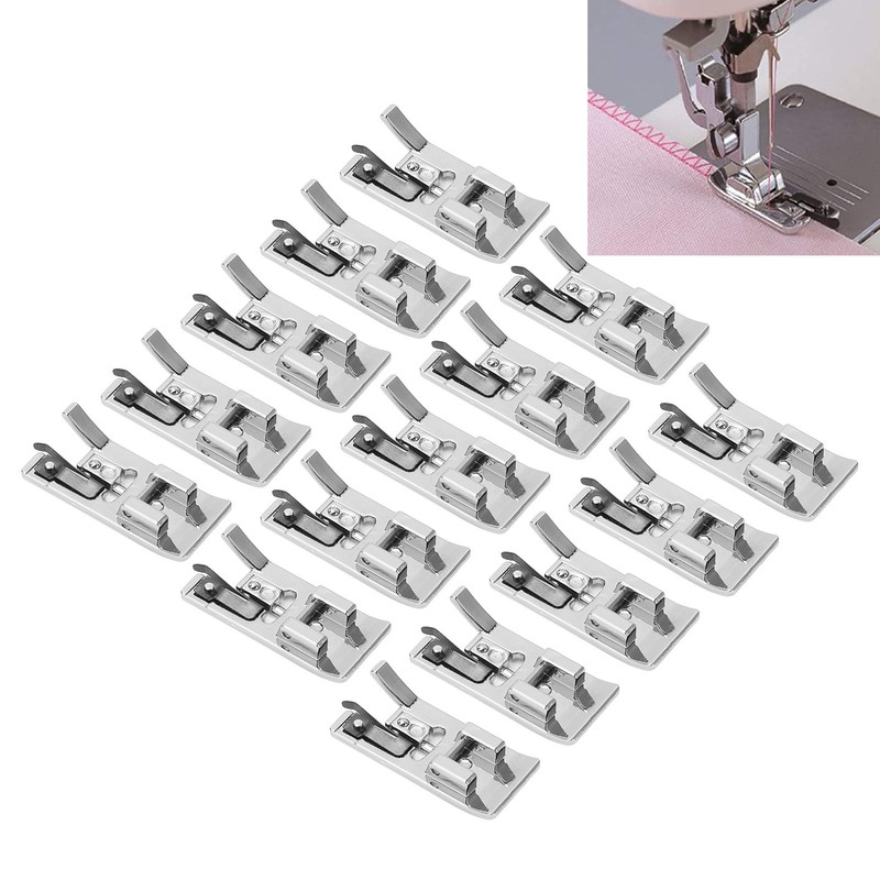 15 Pcs Overlock Presser Foot Universal Stainless Steel Snap On