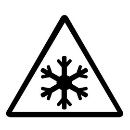 Auto Vynamics - BMPR-TRIANGLE-LOWTEMP-5-GBLA - Gloss Black Low Temperature Symbol Caution Triangle Warning Sign - (1) Decal - 5-by-4.375-inches