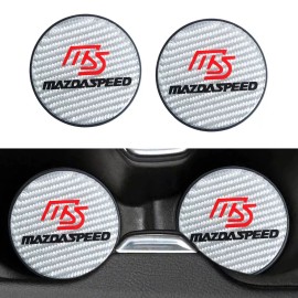 Unbranded 2Pcs Mazdaspeed Carbon Fiber Car Cup Holder Pad Water Cup Slot Non-Slip Mat
