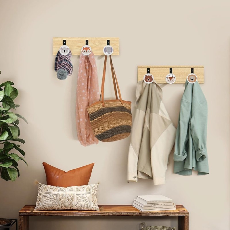 Aolso Wooden Cabinet Knobs, 6PCS Round Furniture Pull Handle, Drawer