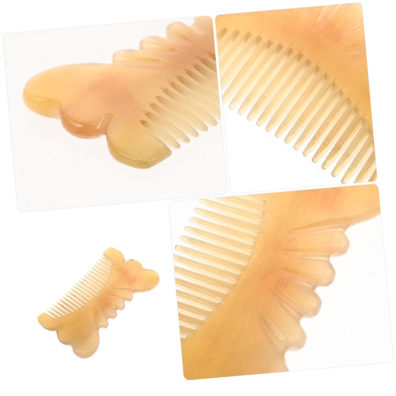 WOONEKY Handmade Natural Horn Scalp Massage Comb with Thickened Wide