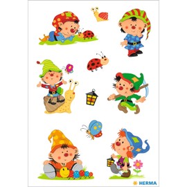 HERMA 15648 Stickers Gnome Small Large, 30 Pieces, Dwarf Stickers with Leprechaun Gnome Motif, Children's Labels for Photo Album, Diary, Poetry Album, Scrapbooking, Birthday Decoration, Letters, DIY