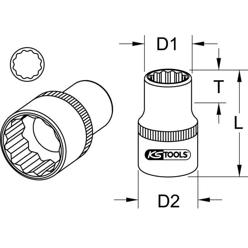 KS-Tools 917.1380 1/2" 12-kant-Stecknuss,13/16"