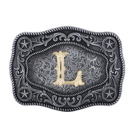 Doitby Western Cowboy Initial Belt Buckle Texas Belt Buckles with Letter for Men Women