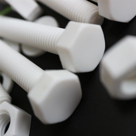 10 x White Hexagon Head Screws Polypropylene (PP) Plastic Nuts, Washers, Bolts, Hex Head, M10 x 70mm, Fastener, (5/16 x 2 3/4 in)