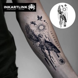 INKARTLINK Tattoo Tech, 2 Sheets Large Semi Permanent Tattoo, Temporary Tattoos, Last 1-2 Weeks, Waterproof, Realistic Look, No Adhesive, No Reflection (religion) 322