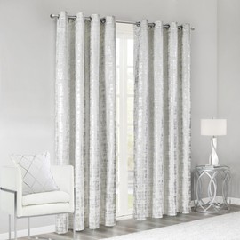 SHINELAND Silver Curtains for Master Bedroom 2 Panel Sets,60-70% Blackout Coquette Curtains for Girls Bedroom Preppy Room Decor