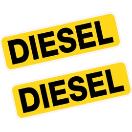 2x Reminder Diesel Fuel Printed Vinyl Stickers BLACK on YELLOW 80mm Car Van Taxi