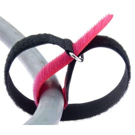 10 x 40 cm x 40 mm Resealable Velcro Cable Ties Red with Metal Eyelet - Cable Velcro Tape 400 mm Reusable