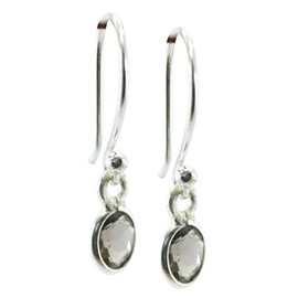 Riyo Smoky Quartz 925 Sterling Silver Charming Accessory Earring Gift, Silver Sterling Silver, smokey quartz
