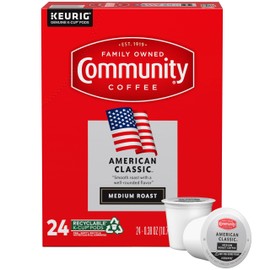 Community Coffee American Classic 24 Count Coffee Pods, Medium Roast, Compatible with Keurig 2.0 K-Cup Brewers, 24 Count (Pack of 1)