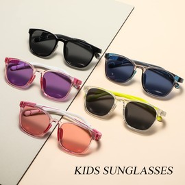 Musivon Kids Sunglasses Age 3-8Toddler Sunglasses Polarized Flexible Frame for Boys Girls(Purple/Medium)