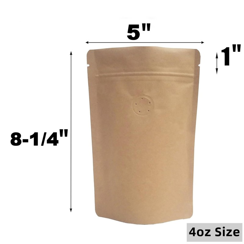 50 Pack Kraft Coffee Bags with Zipper Lock, High Barrier
