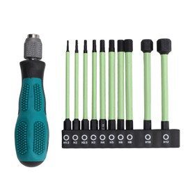 11 Pcs Set Hex Bit 1.5 To 12mm S2 Steel Magnetic Hex Head Bits and 6.35mm Self Locking Screwdriver Handle