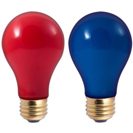 GoodBulb Memorial Day Light Bulbs - 60 Watt Red and Blue Light Bulbs - Dimmable - E26 Base - A19 Shape - Pack of 2 Bulbs
