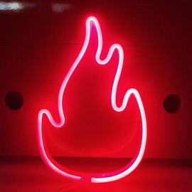 JYWJ Flame Neon Sign,USB or 3-AA Battery Powered Neon Light,LED Table Decoration,Bedroom Wall Decoration,Birthday Gift,Wedding Supplies Business Gift(Red)