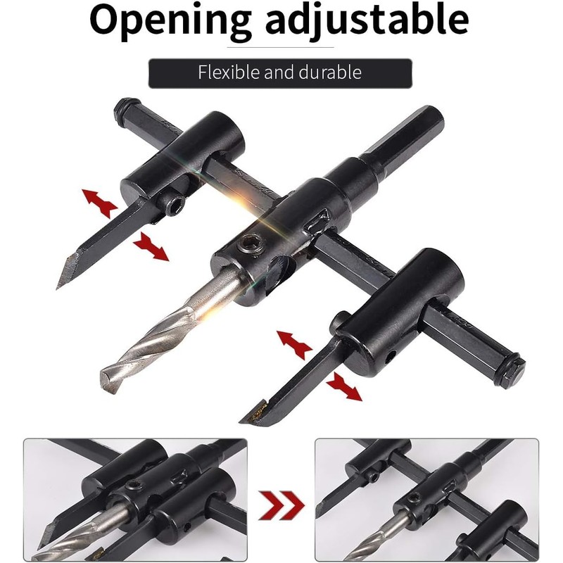 HOHXEN Adjustable Rotary Burr with Twist Drill Bit [Diameter: 30mm-120mm]