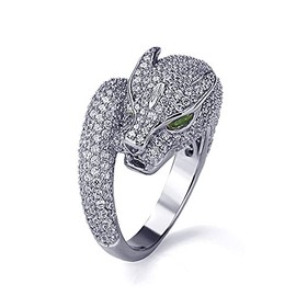 Lavish Sterling Silver Rhodium Plated, Puma Design CZ Pave Setting Right Hand Ring 16mm, 5