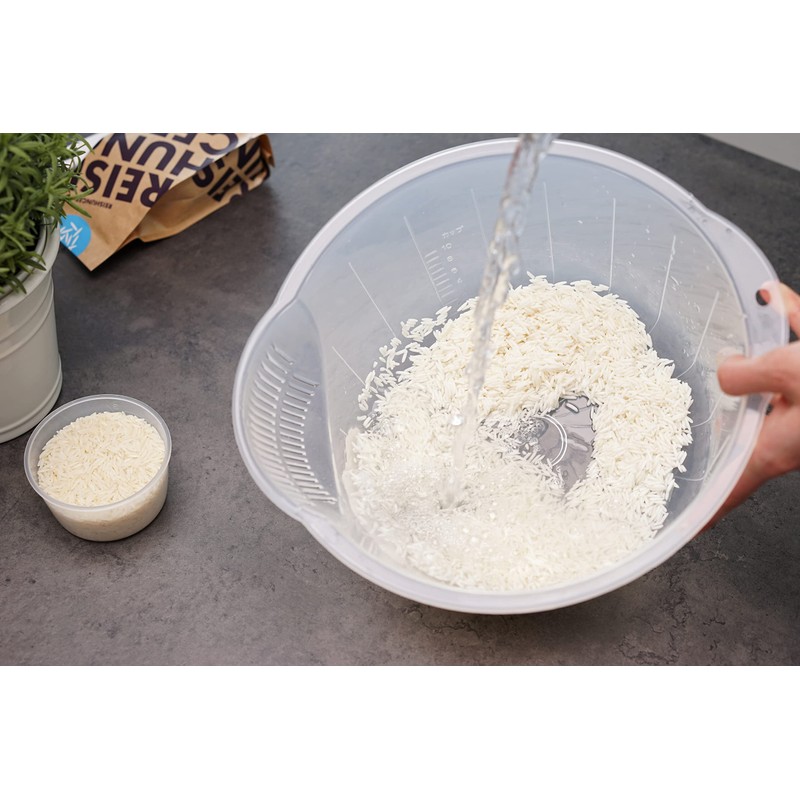 Reishunger Rice Washing Bowl (2L/26cm) for Washing Rice and Vegetables