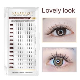 NAGARAKU Spike Eyelash Extensions, Self-Planting, Individual Artificial Eyelashes, Wispy Manga, Single Clumps, Matte Black False Eyelashes, DIY Eyelashes, 120 Pieces, 0.07 mm, C Curl, 8-15 mm