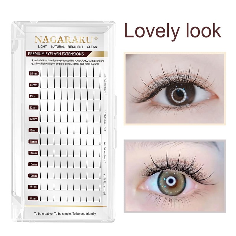 NAGARAKU Spike Eyelash Extensions, Self-Planting, Individual Artificial Eyelashes, Wispy Manga,