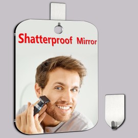 Shower Mirror Fogless for Shaving, Medium 8 x 6 inch Fogless Mirror for Shower, Small Wall Hanging Portable Travel Camping Mirrors, Unbreakable Handheld Locker Shave Mirror Makeup Plastic, Bathroom
