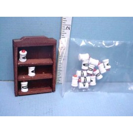 Handley Miniature Wooden Spice Rack wi Spices # IM65211 - 3 each of 5 Diff 1/12th Scale