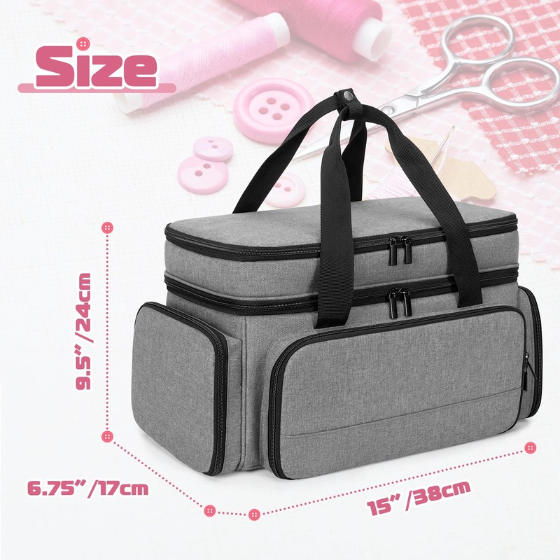 LUXJA Large 2 Layers Sewing Organizer Bag with 5 Detachable