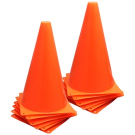 BlueDot Trading 9 inch Tall Durable Sports Marker Soccer Cones for Games Indoor or Outdoor Sport, Theme Party, Agility Training, Football, Basketball and More, (Orange, 12 Cones)