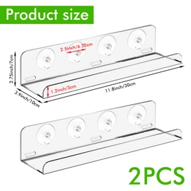 WIYETY Pack of 2 Acrylic Plant Shelves: Hanging Transparent Plant Rack for Windows, Window Plant Shelves with Suction Cup, Window Wall Plant Stand for Flowers, Succulents, Herbs