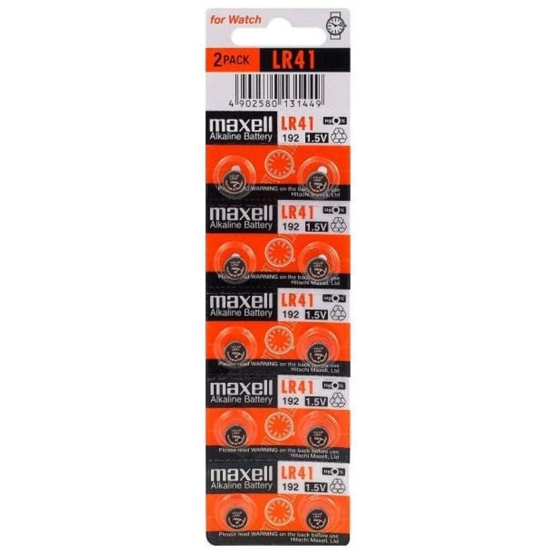 Maxell Batteries LR41 (192, AG3) Alkaline Button Size Battery, On