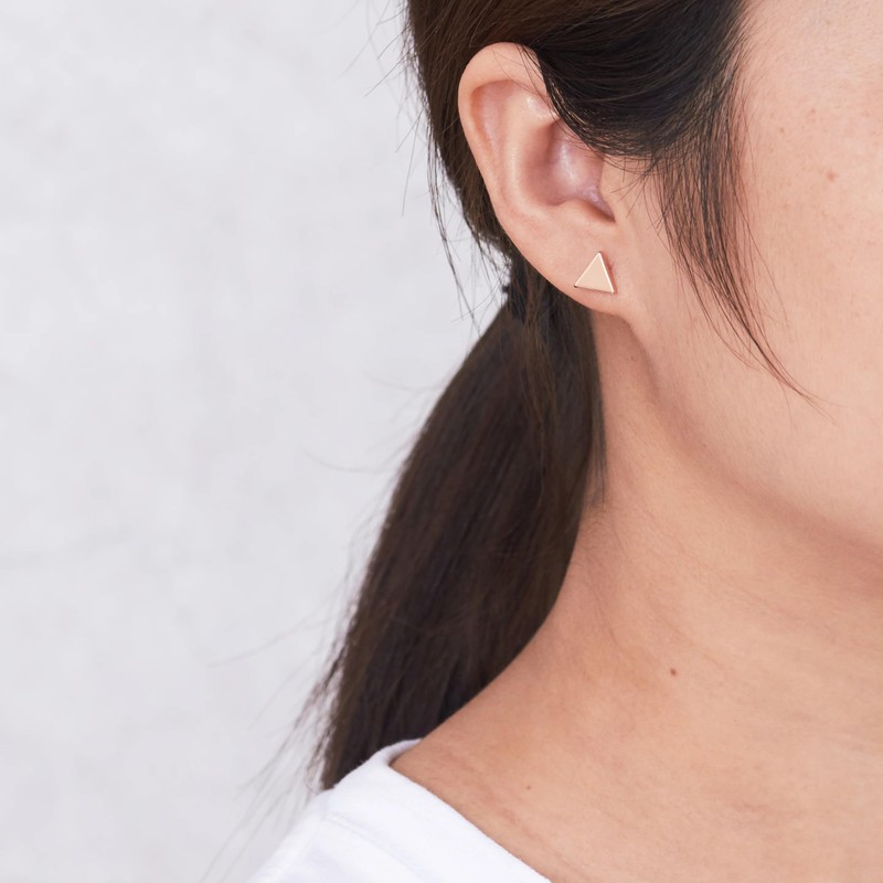 Philip Jones Rose Gold Plated Triangle Stud Earrings