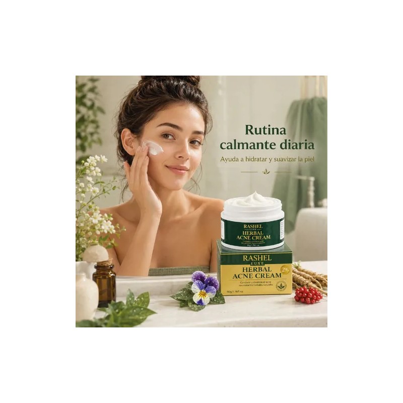 Crema Herbal Tratamiento Acné, Control Grasa, Minimiza Poros