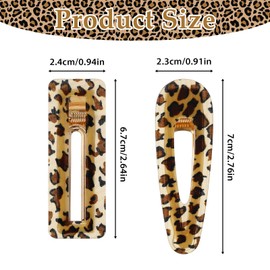 Mabor 4 Pieces Leopard Print Hair Clips Women 2 Styles 6.7cm/7cm