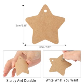 G2PLUS Star Gift Tags, 100PCS Blank Star Shaped Tags, Kraft Paper Gift Tag with String for Present Wrapping, DIY Arts & Crafts, Wedding, Christmas Party Favors (Brown)