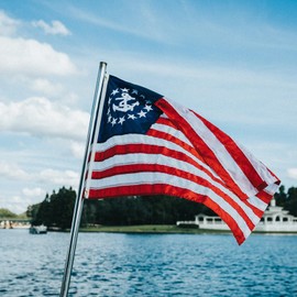 Bradford Yacht Ensign Flag 12x18 inch for Boat, Double Sided Embroidered American US Yacht Ensig Nautical Marine Flag with 2 Brass Grommets