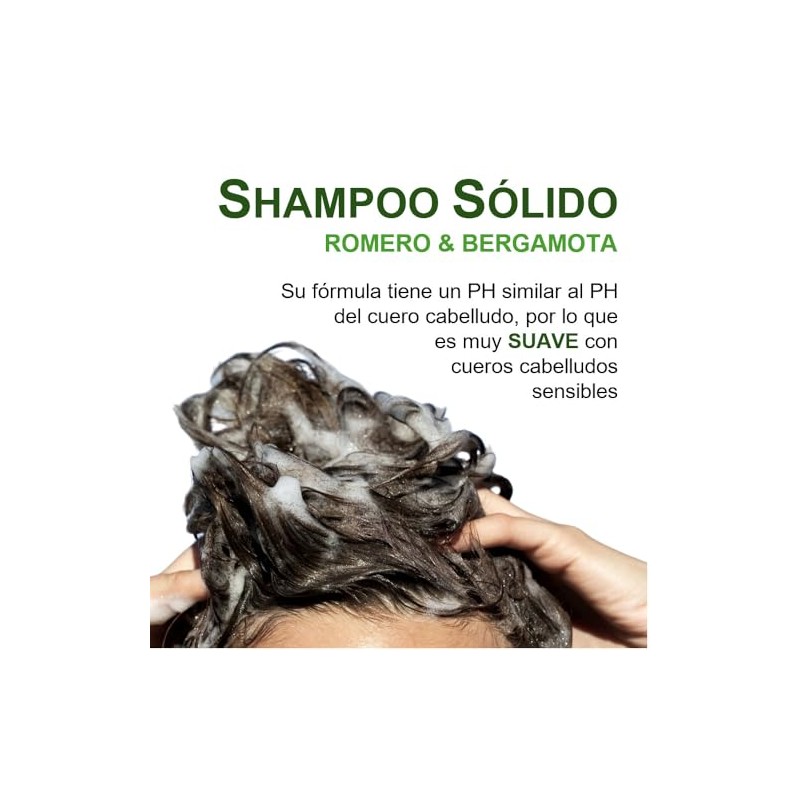 Shampoo Sólido de Romero y Bergamota, Control de Caída,100gr