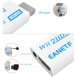 Eanetf Wii to HDMI 1080P Converter - 5ft HDMI Cable with Audio Output, Supports Wii Display 720P, NTSC